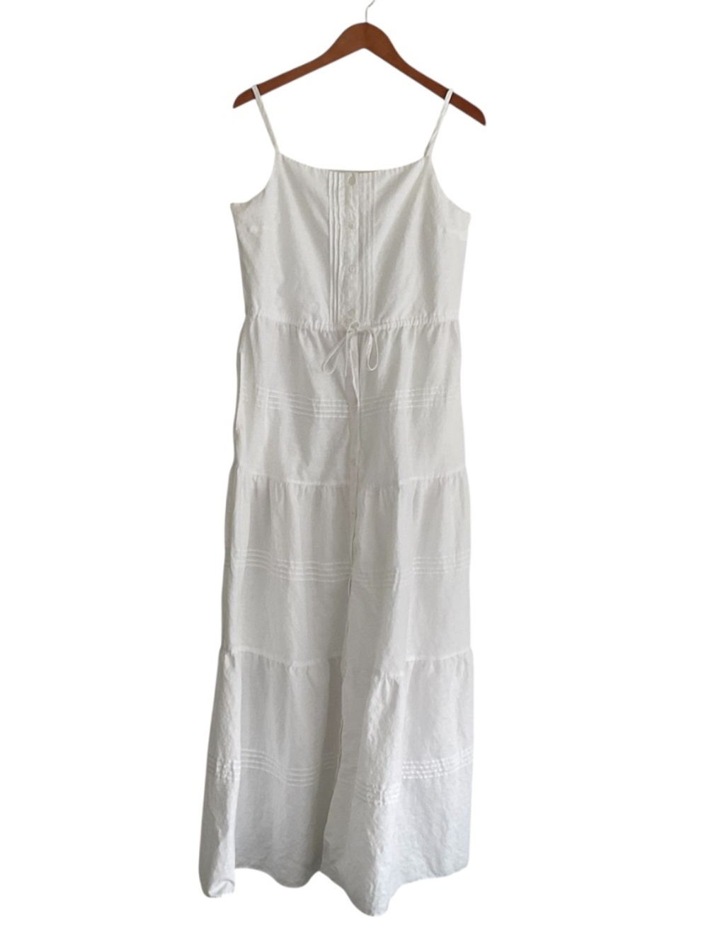 J.McLaughlin Ruth Tiered Maxi Dress Sz M White Romantic Soft Girl Hamptons Boho - Picture 2 of 11